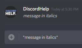 An italical Discord message
