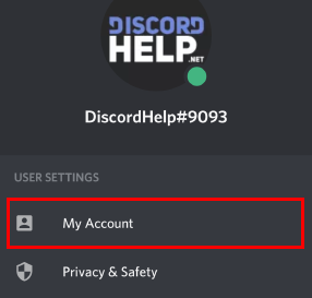 Android and iOS My Account button in Discord