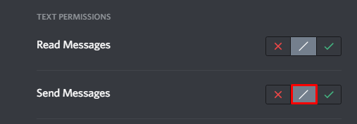 The default Send Messages channel setting in Discord