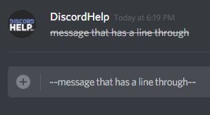 A Discord message that has been modified with strikethrough markup