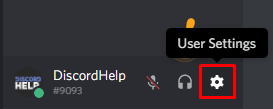 The user settings button in Discord